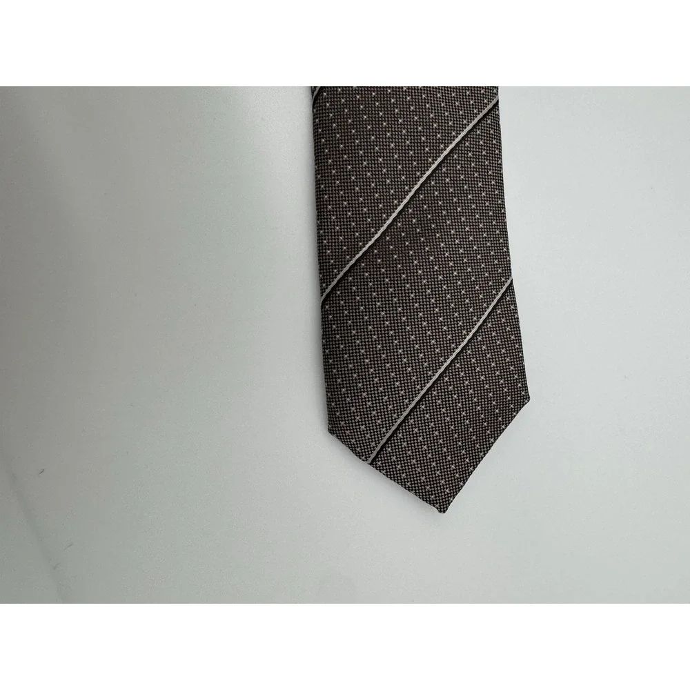 Banana Republic Silk Blend Tie Brown Tan Diagonal Stripe Stain Resistant Classic